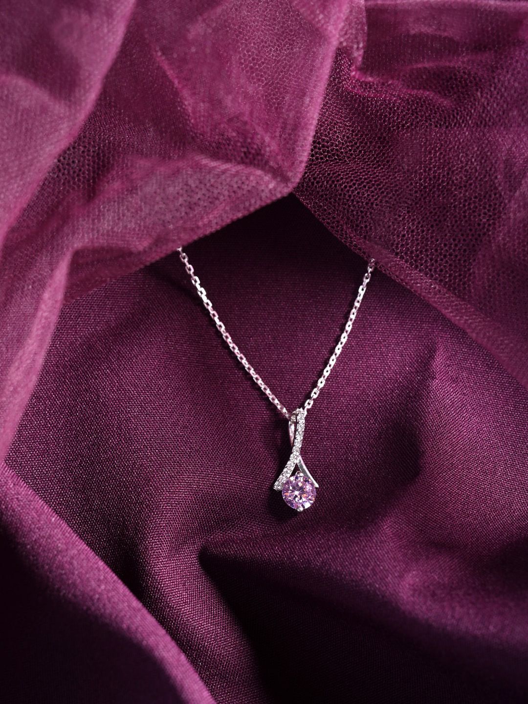 Clara 925 Sterling Silver Rhodium-plated CZ-studded Pendant With Chain-picture-42