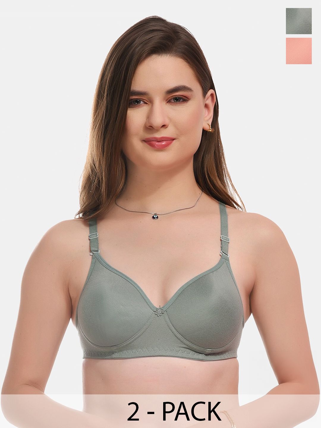 ESOROUCHA Pack Of 2 Full Coverage Lightly Padded Everyday Bra With All Day Comfort