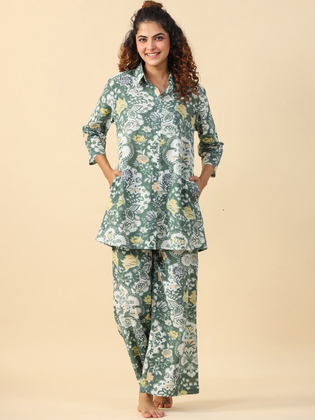 SANSKRUTIHOMES Floral Printed Pure Cotton Night Suit-picture-29