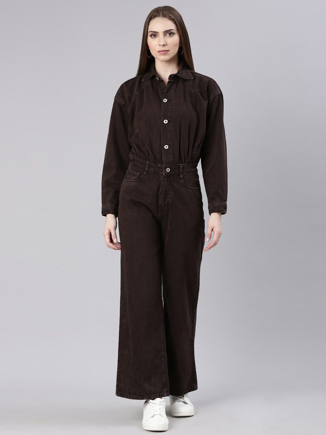 SHOWOFF Shirt Collar Cotton Basic Jumpsuit-picture-17