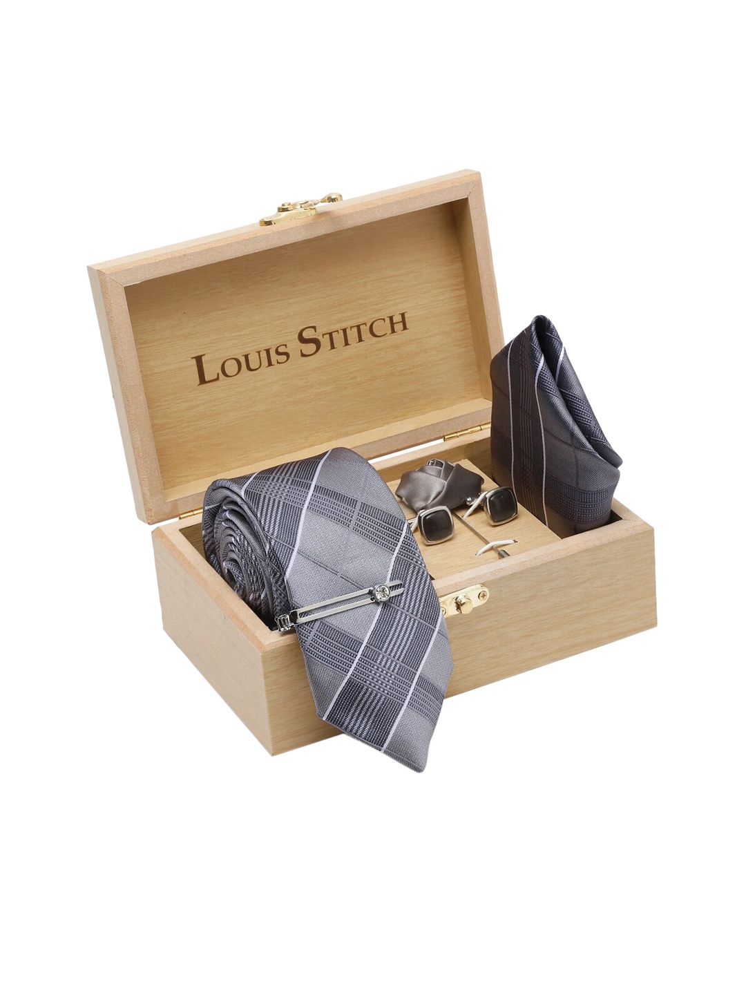LOUIS STITCH Men Necktie, Tie Pin, Brooch Cufflink & Pocket Square Accessory Gift Set-picture-26