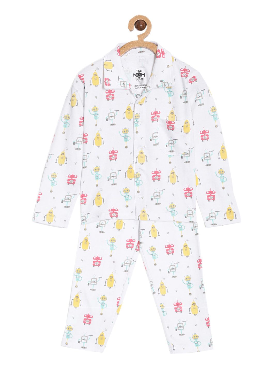 The Mom Store Kids Conversational Printed Pure Cotton Shirt With Pyjama-picture-43