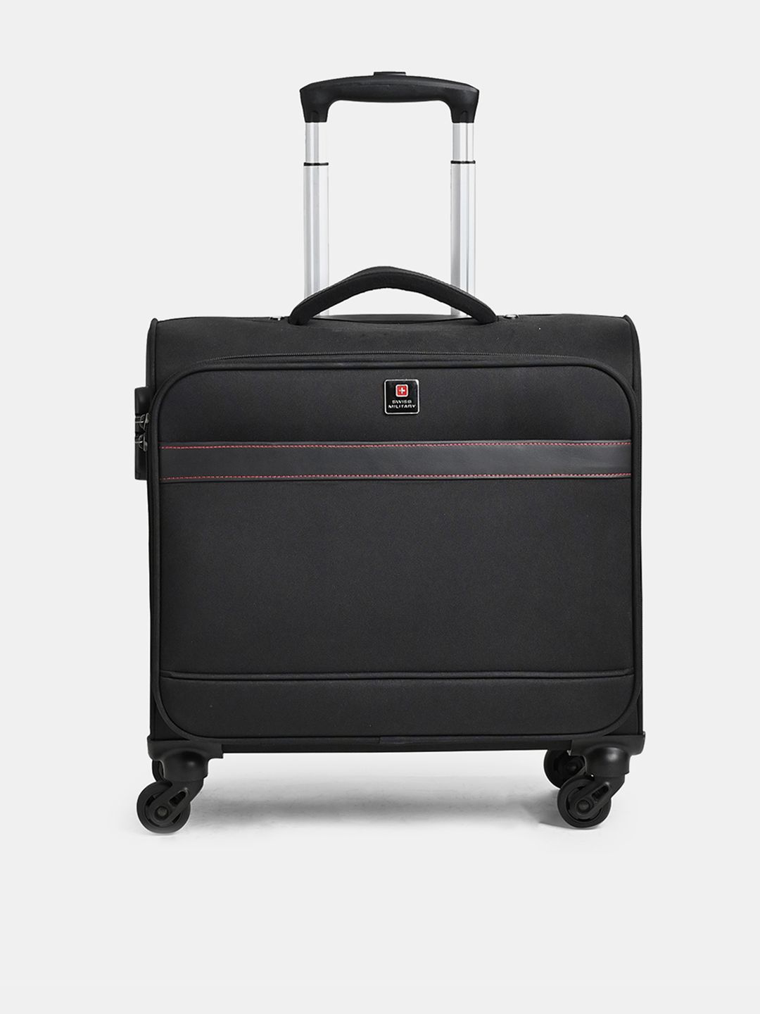 SWISS MILITARY Textured 360 Degree Rotation Soft Sided Overnighter Trolley Bag - 31 L-picture-12