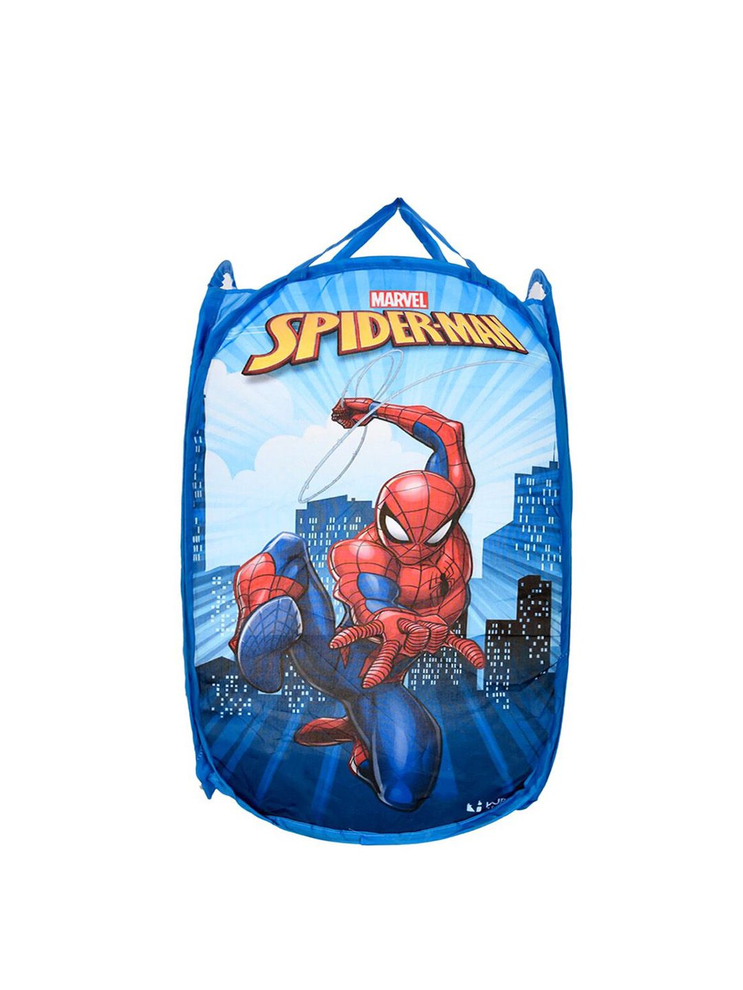 Kuber Industries Blue & Red Marvel Spiderman Printed Net Laundry Bag-image-45
