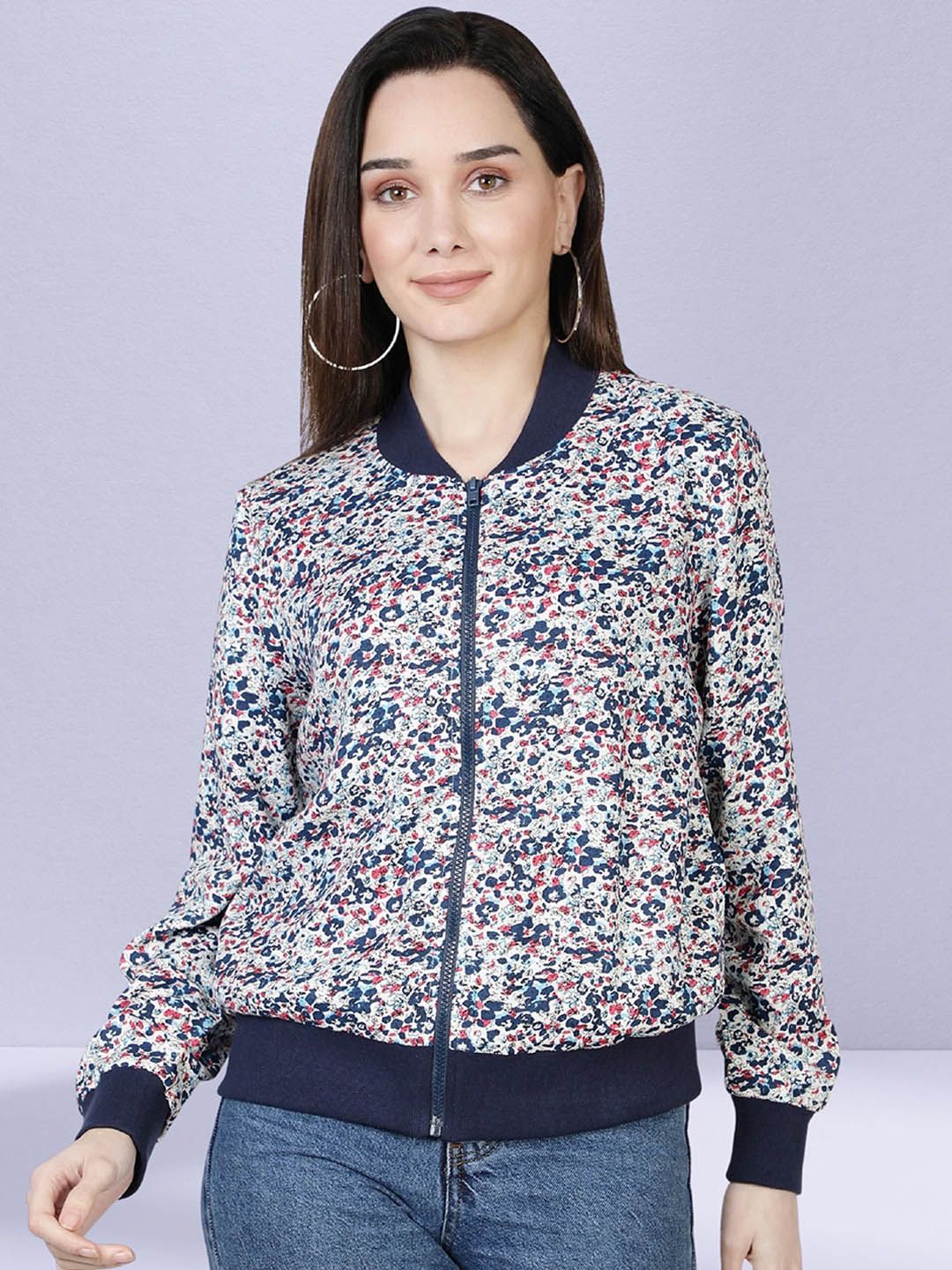 NUEVOSDAMAS Floral Printed Stand Collar Bomber Jacket-picture-24