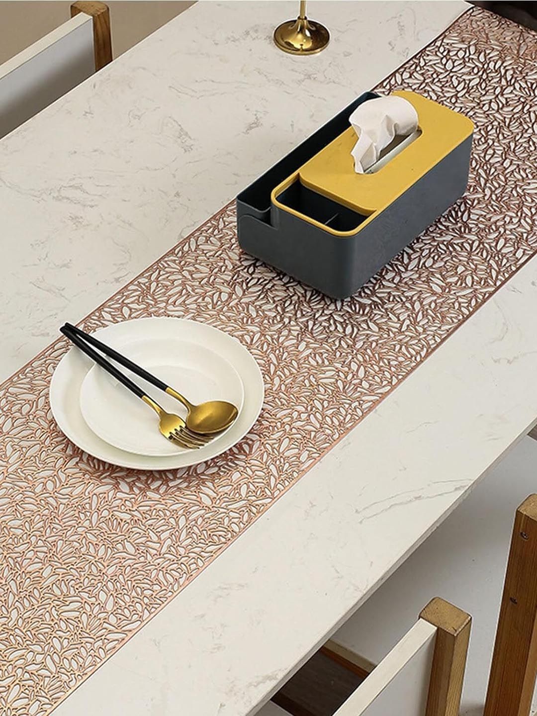 Dakshya Industries Beige Geometric Table Runner-image-19