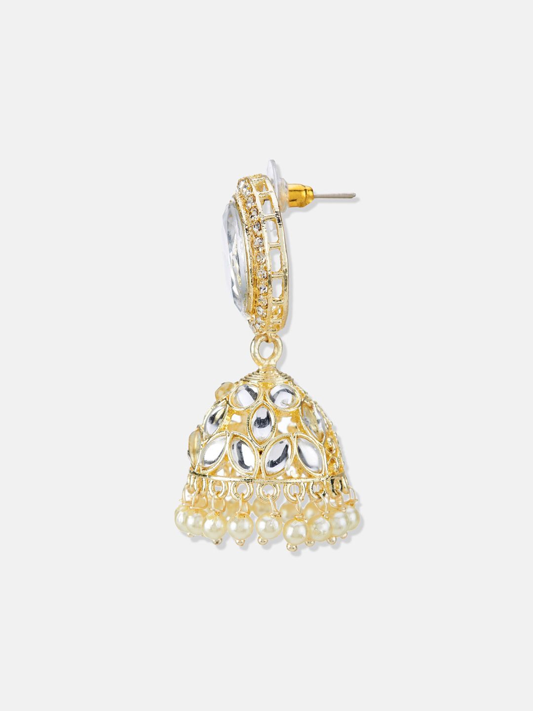 ATIBELLE Gold-Plated Kundan-Studded Dome Shaped Jhumkas