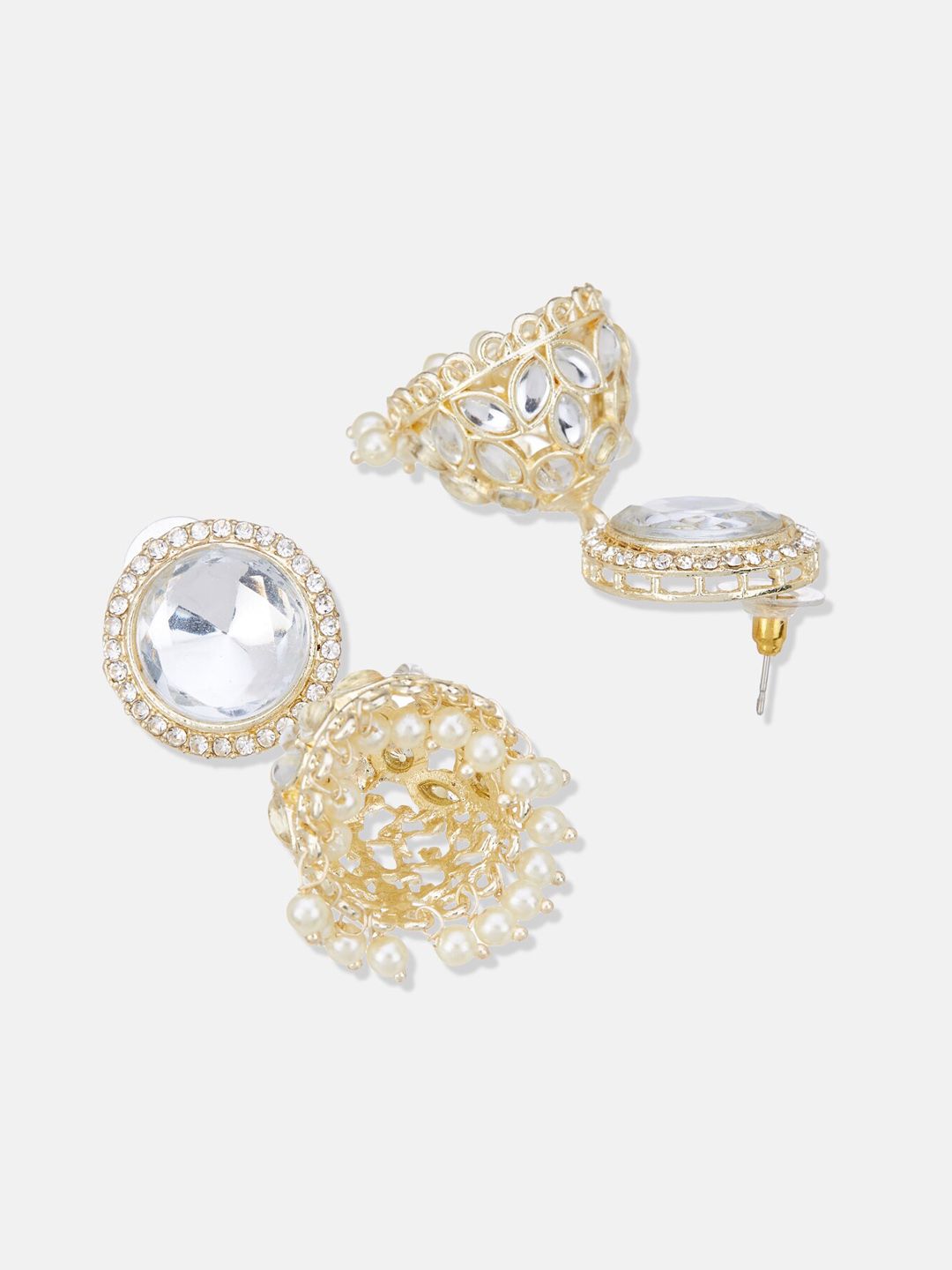 ATIBELLE Gold-Plated Kundan-Studded Dome Shaped Jhumkas