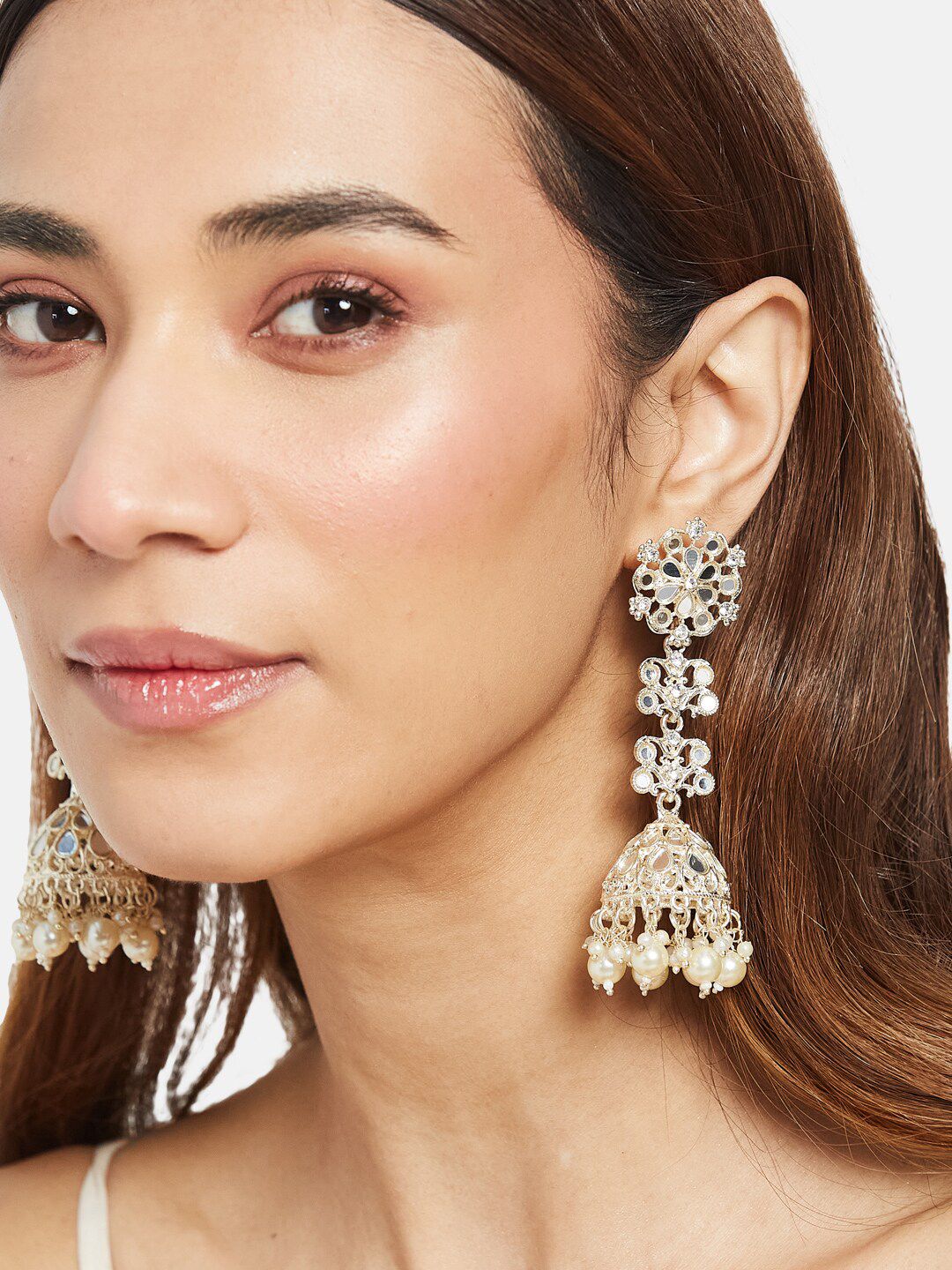 ATIBELLE Gold-Plated Contemporary Jhumkas