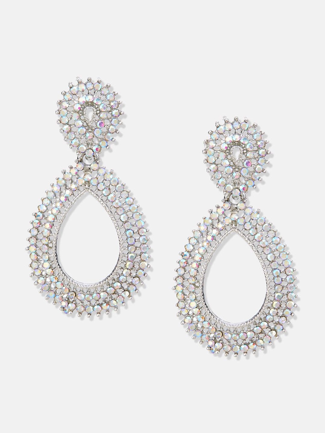 ATIBELLE Stone Studded Contemporary Drop Earrings