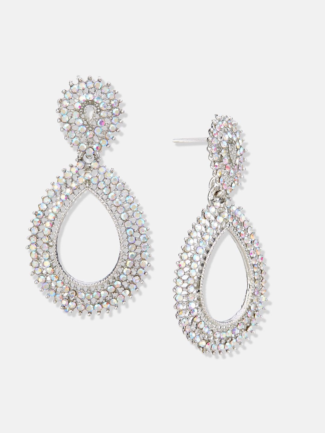 ATIBELLE Stone Studded Contemporary Drop Earrings