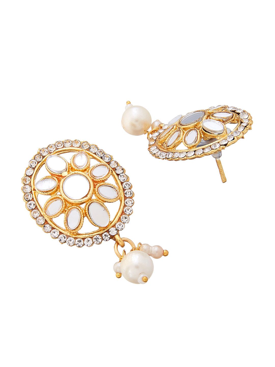 ATIBELLE Gold-Plated Pearl Studded & Beaded Jewellery Set