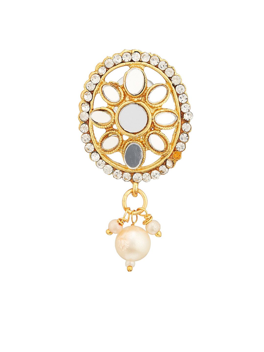 ATIBELLE Gold-Plated Pearl Studded & Beaded Jewellery Set