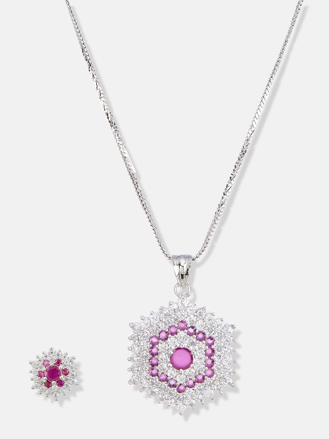 ATIBELLE Silver-Plated CZ Studded Jewellery Set
