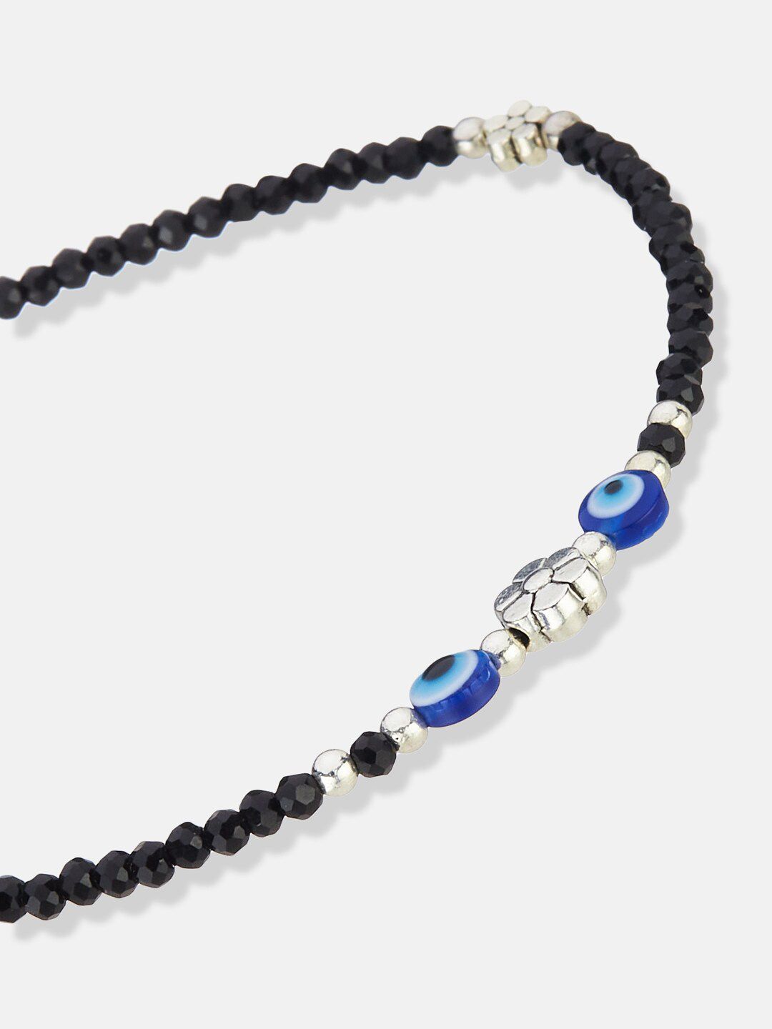 ATIBELLE Silver-Plated Evil-Eye Stone Studded Anklet