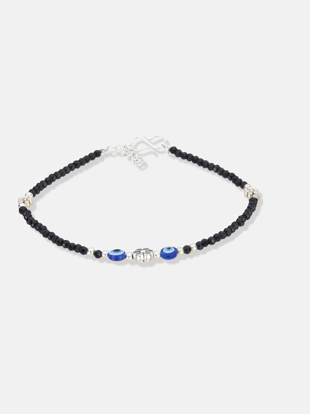 ATIBELLE Silver-Plated Evil-Eye Stone Studded Anklet