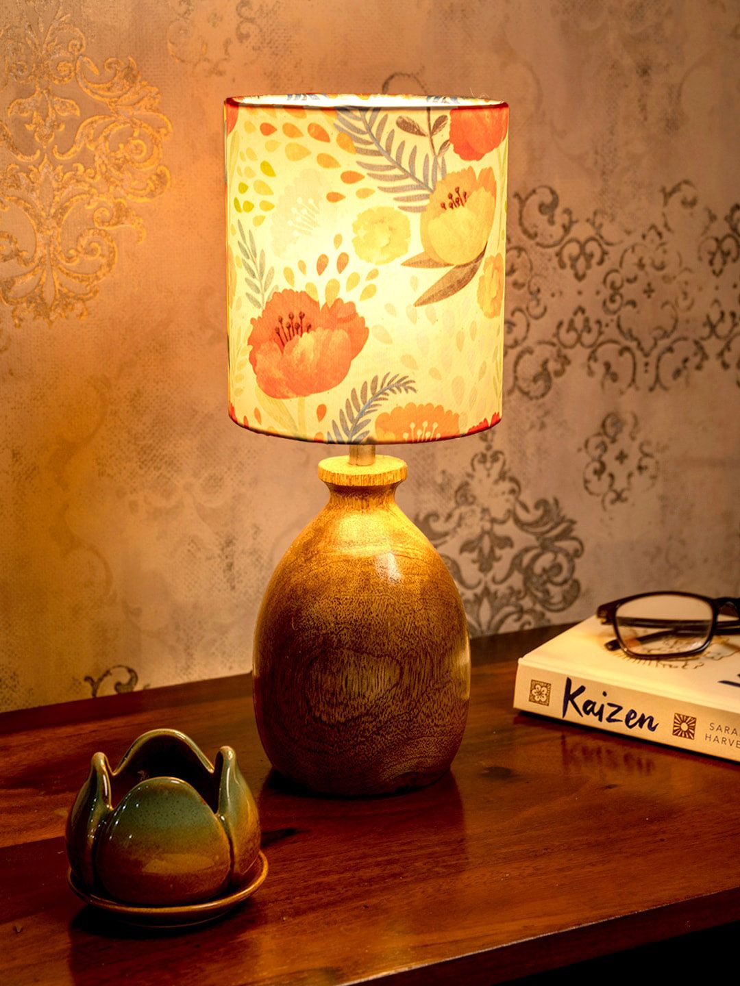 green girgit Red & Brown Printed Table Lamp