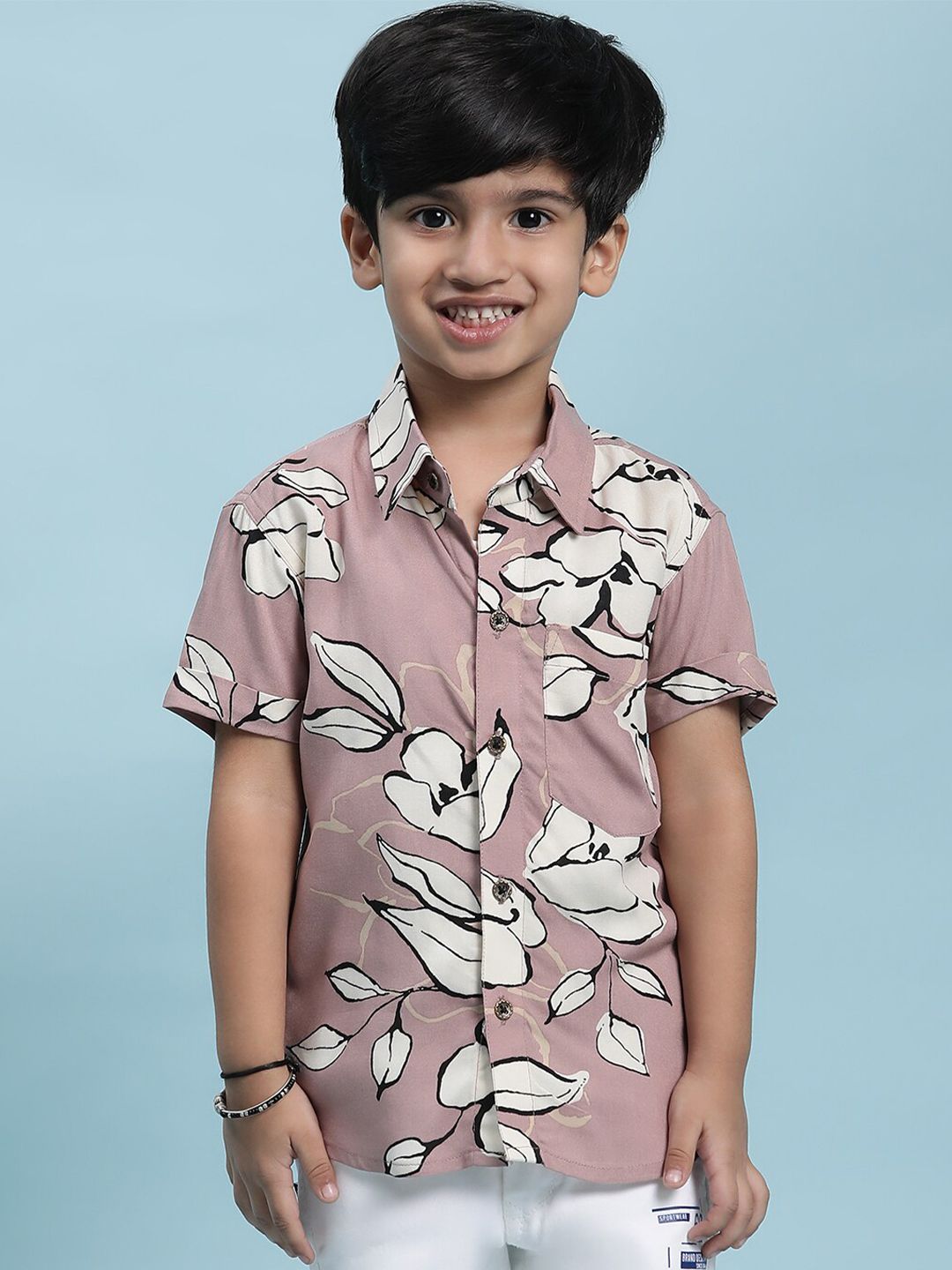 Stuffie Land Boys Smart Floral Printed Cotton Shirt-picture-20