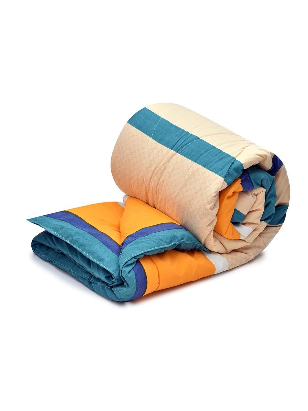 RRC Beige & Blue Geometric Microfiber Mild Winter Single Bed Comforter-picture-11