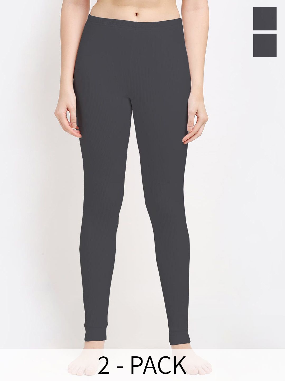 Aerowarm Women Pack Of 2 Ribbed Mid-Rise Thermal Bottoms-picture-27
