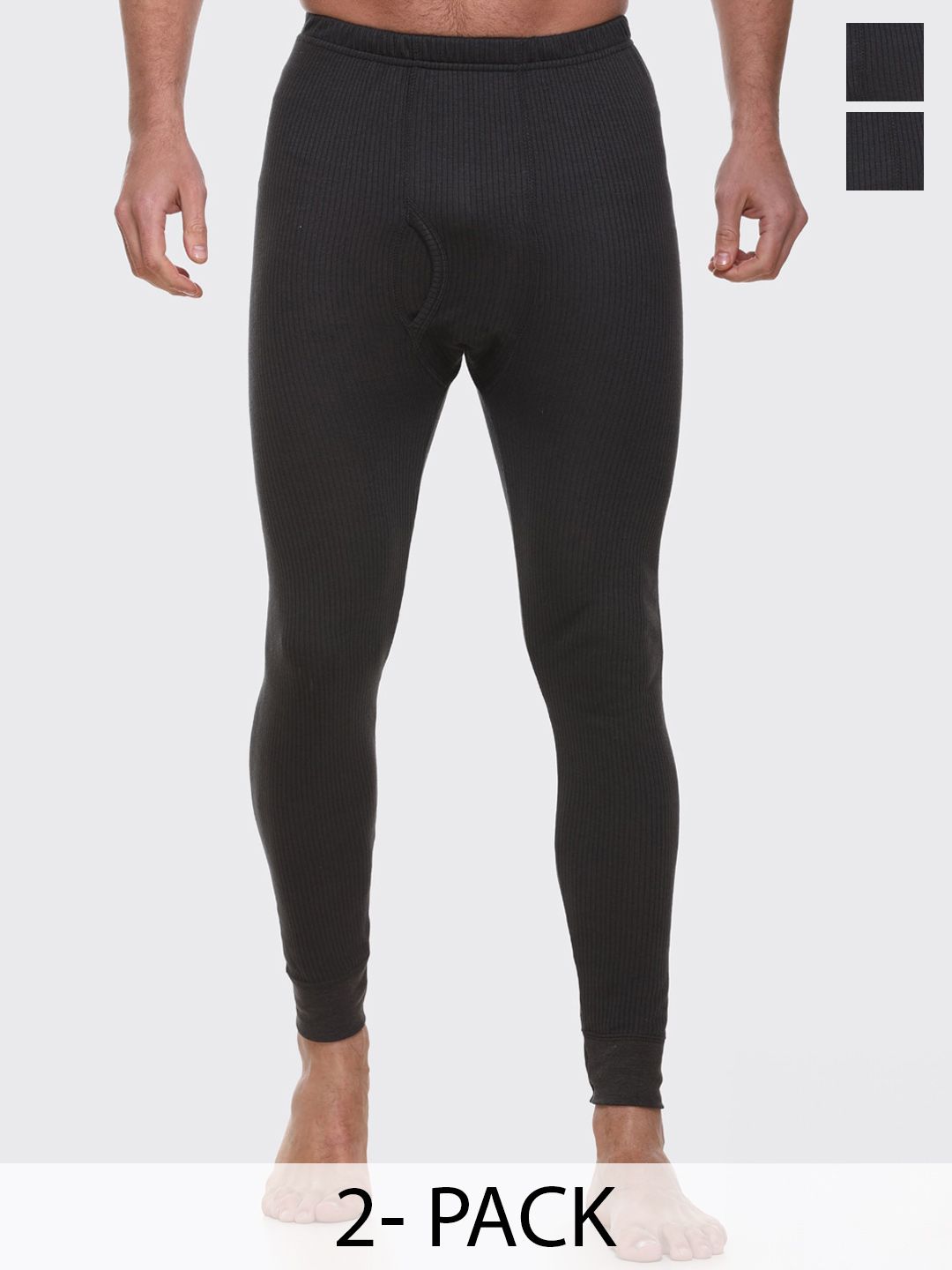 Aerowarm Men Pack Of 2 Ribbed Mid-Rise Thermal Bottoms-image-18