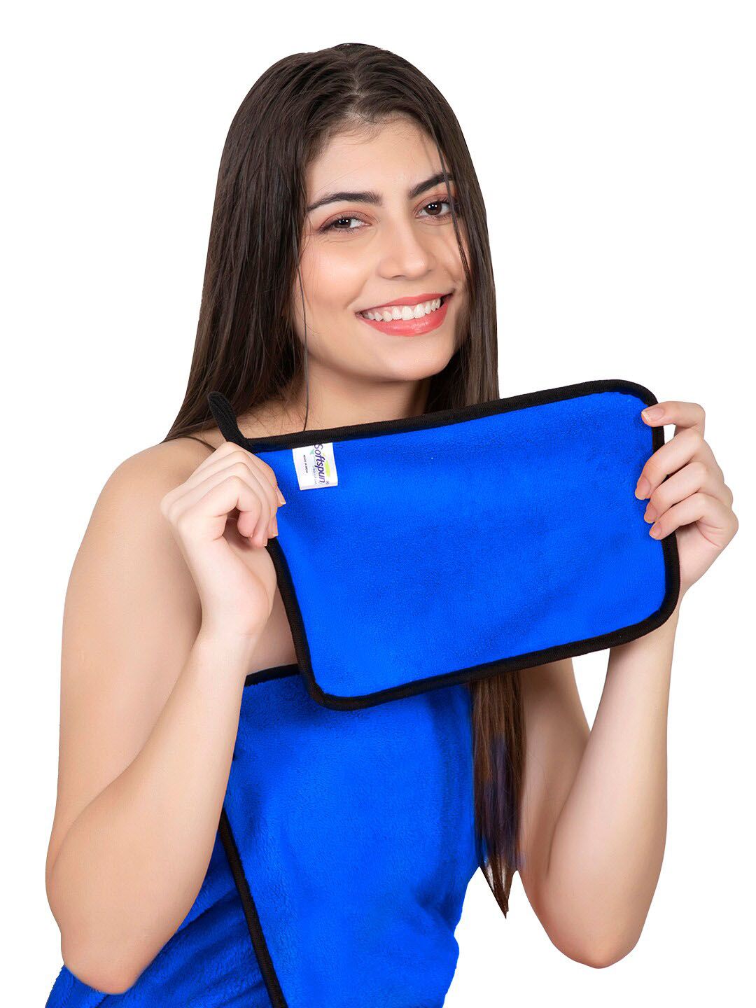 Softspun Microfiber Blue 4 Pieces 280 GSM Face Towel-image-8