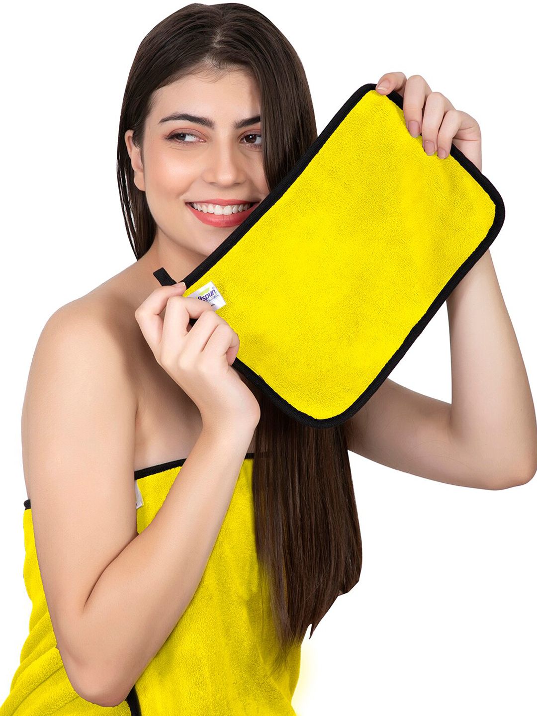 Softspun Microfiber Yellow 4-Pieces 280 GSM Ultrasoft Microfiber Face Towels-image-30