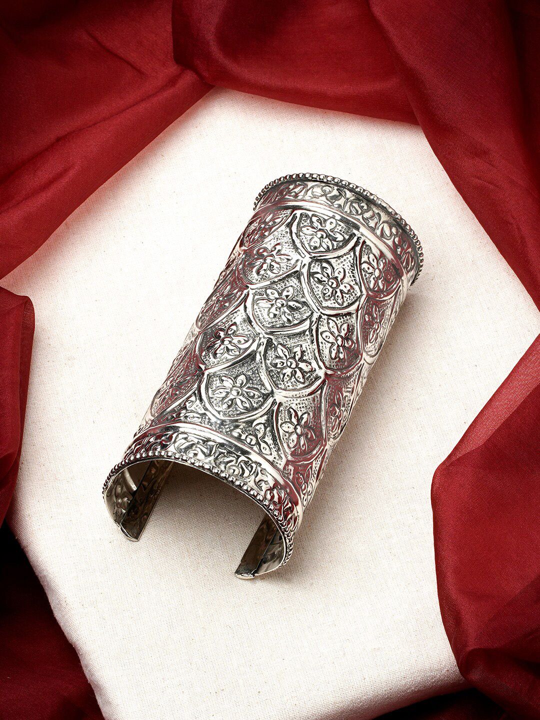TEEJH Oxidised Silver-Plated Cuff Bracelet-picture-33
