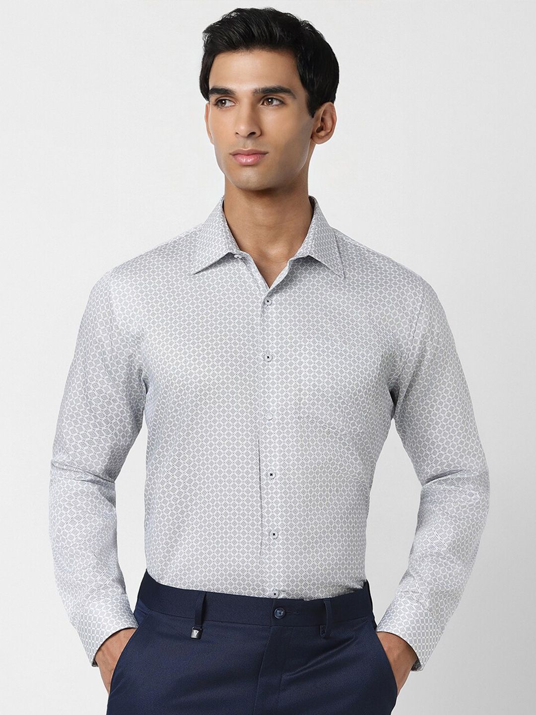Van Heusen Slim Fit Opaque Micro Ditsy Printed Cotton Formal Shirt-picture-55