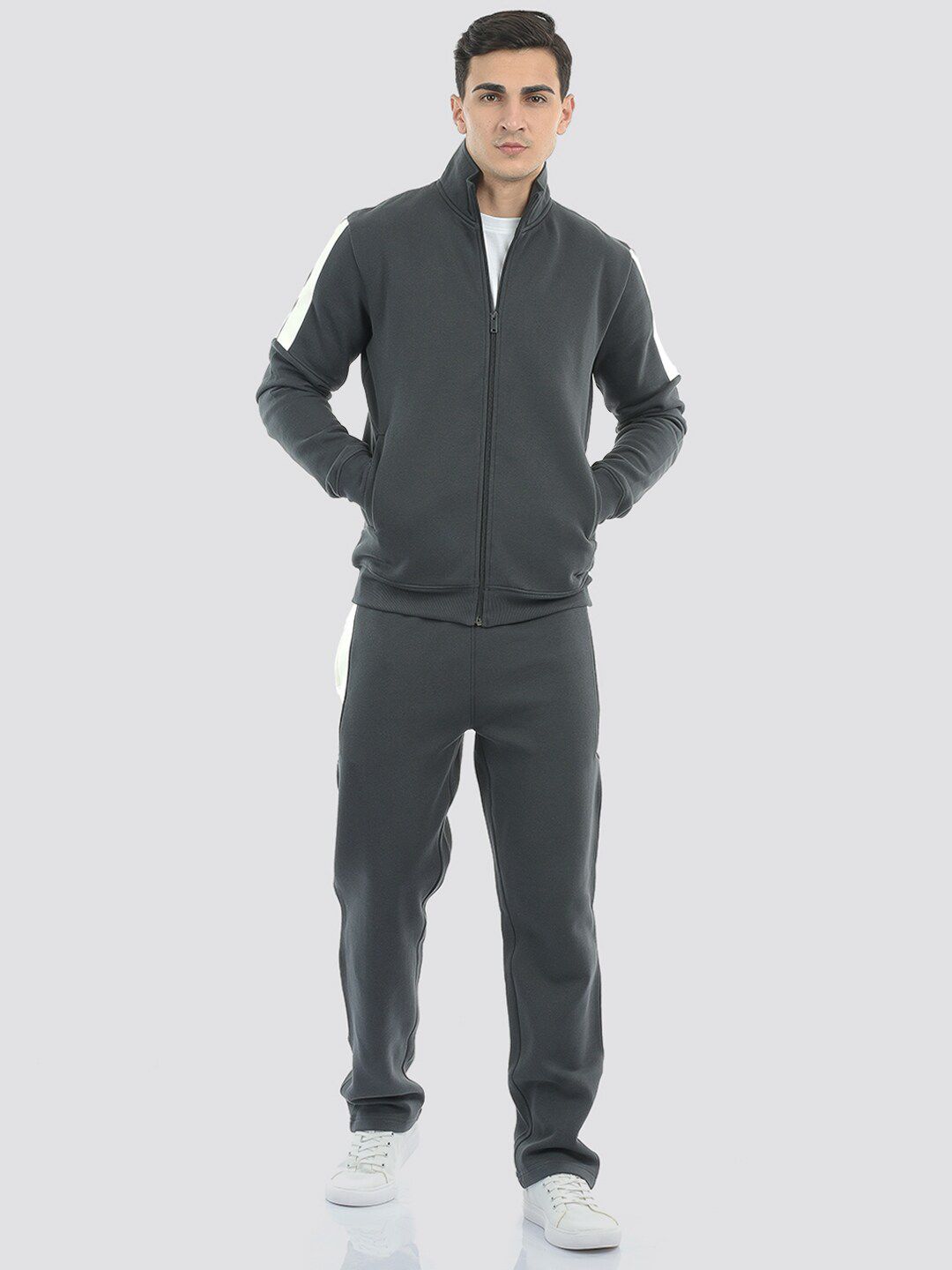 ONEWAY Men Solid Zipper Tracksuit With Side Taping Detail-picture-19