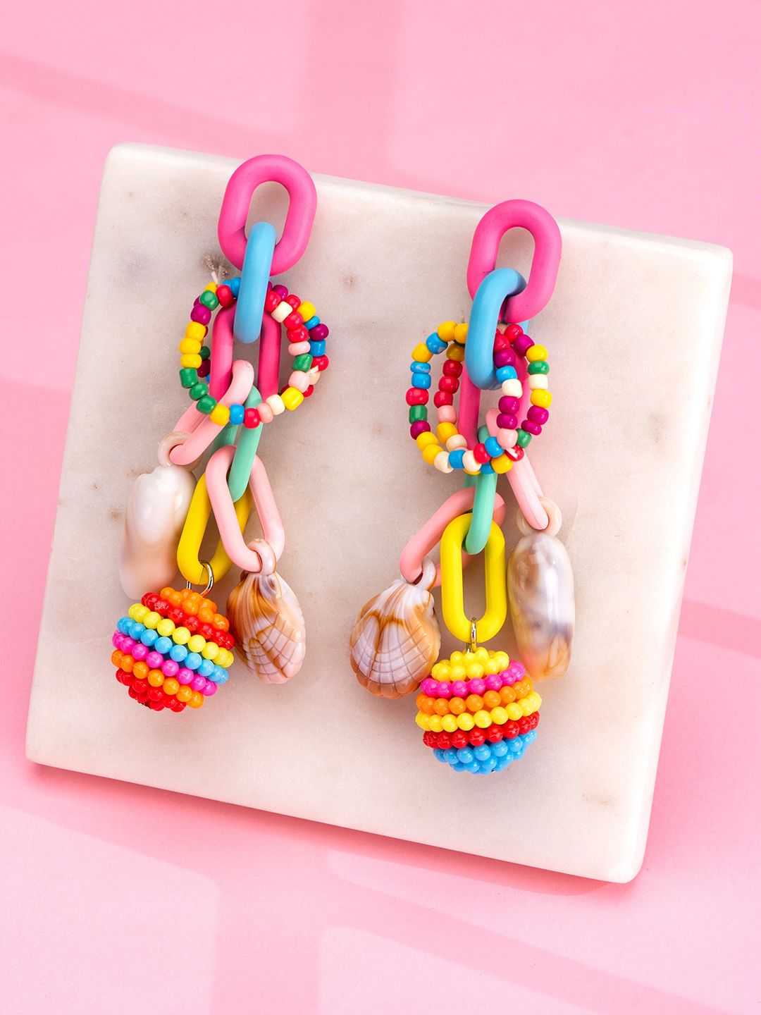 Yellow Chimes Multicoloured Contemporary Jhumkas Earrings-picture-26