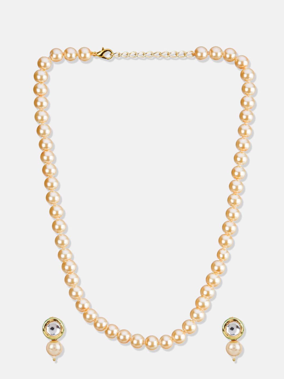 ATIBELLE Gold-Plated Kundan Studded & Beaded Jewellery Set