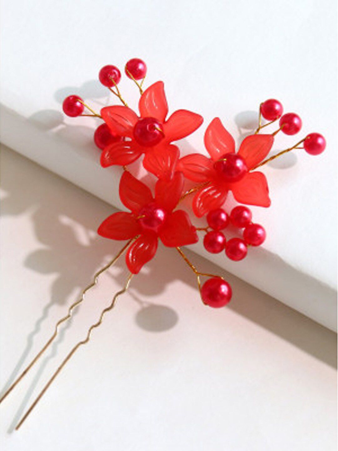 Krelin Set of 4 Beaded Floral U Pins-image-26