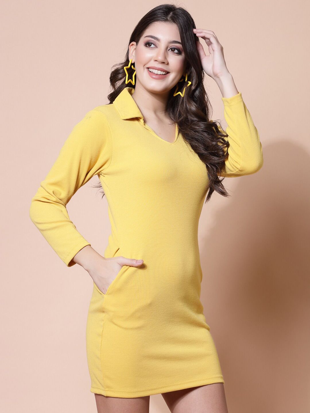 Mustard clearance sheath dress