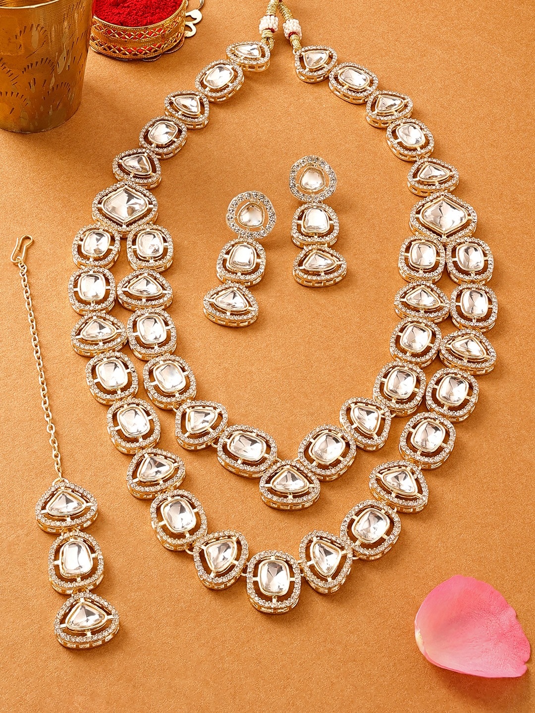 Zaveri Pearls Gold-Plated Stones Studded Jewellery Set