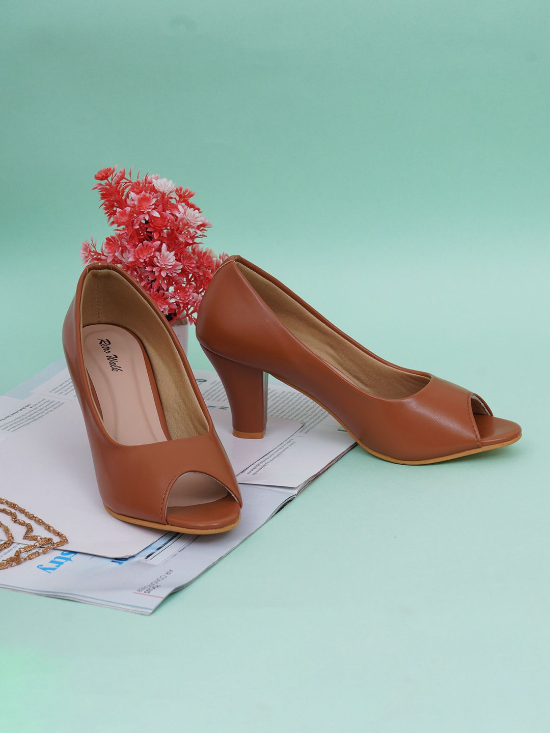 Retro Walk Peep Toes Block Pumps-image-14