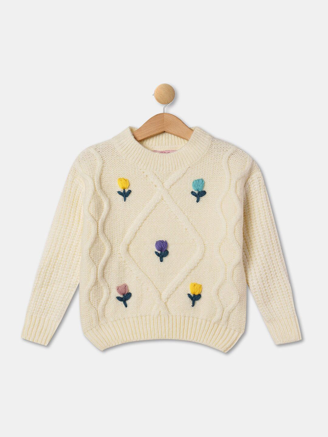 R&B Girls Floral Embroidered Acrylic Pullover-picture-25