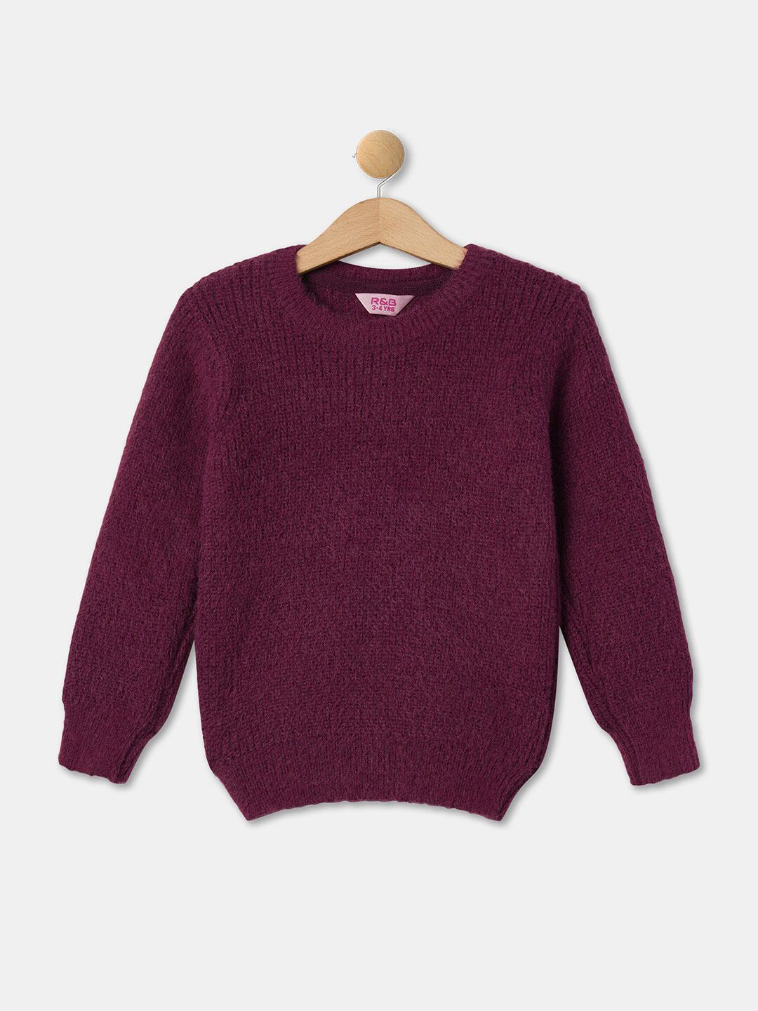 R&B Girls Ribbed Round Neck Long Sleeves Acrylic Pullover Sweater-picture-16