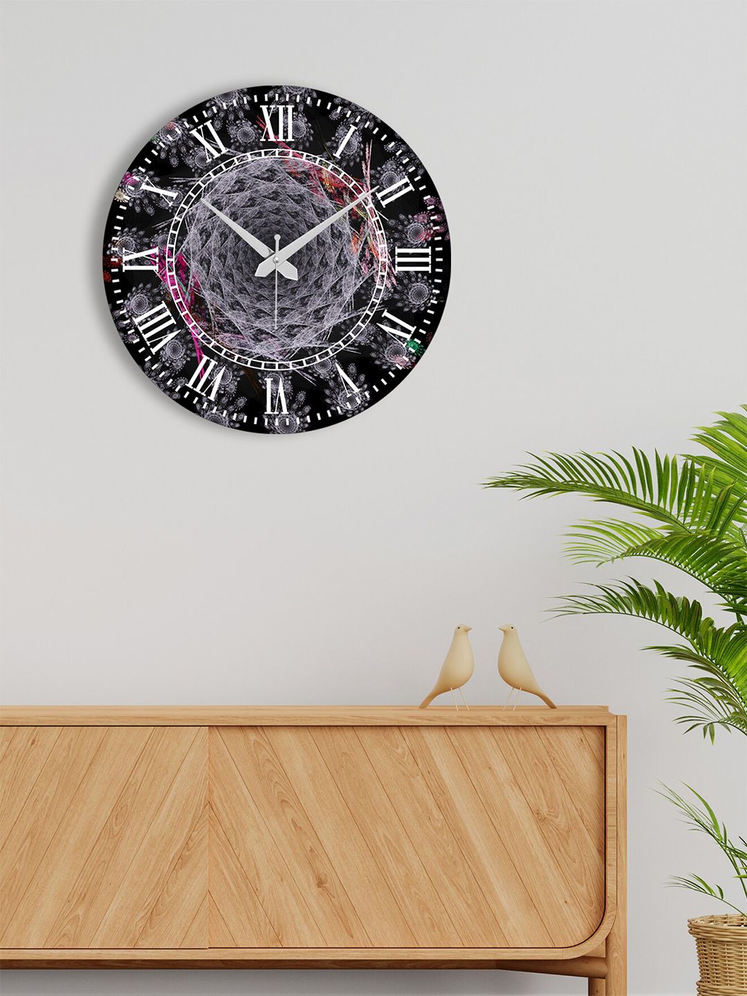OLIVE TREE Black & White Printed Round Shape Contemporary Analogue Wall Clock-picture-48