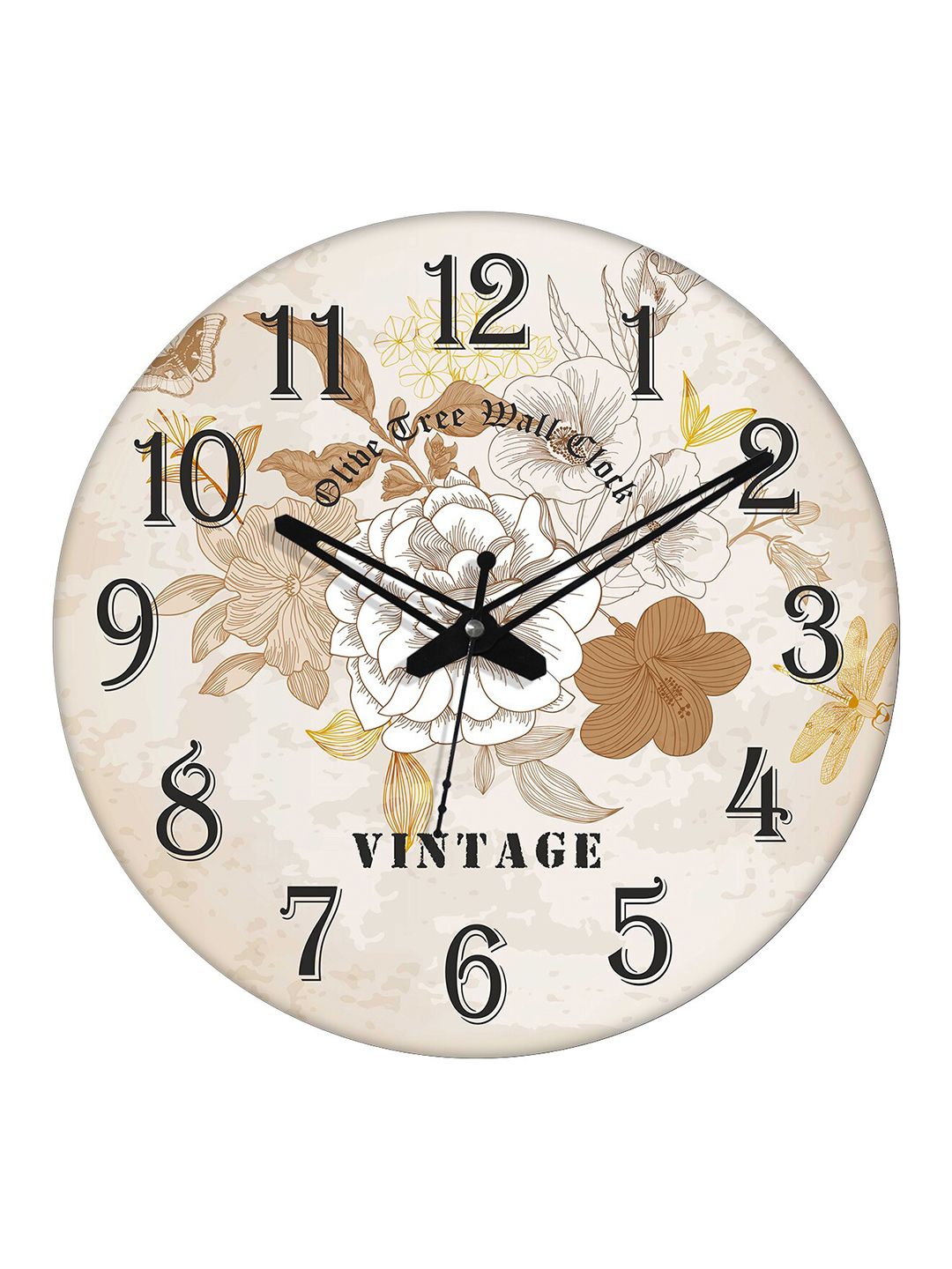 OLIVE TREE White & Black Printed Contemporary Analogue Wooden Round Wall Clock-picture-42