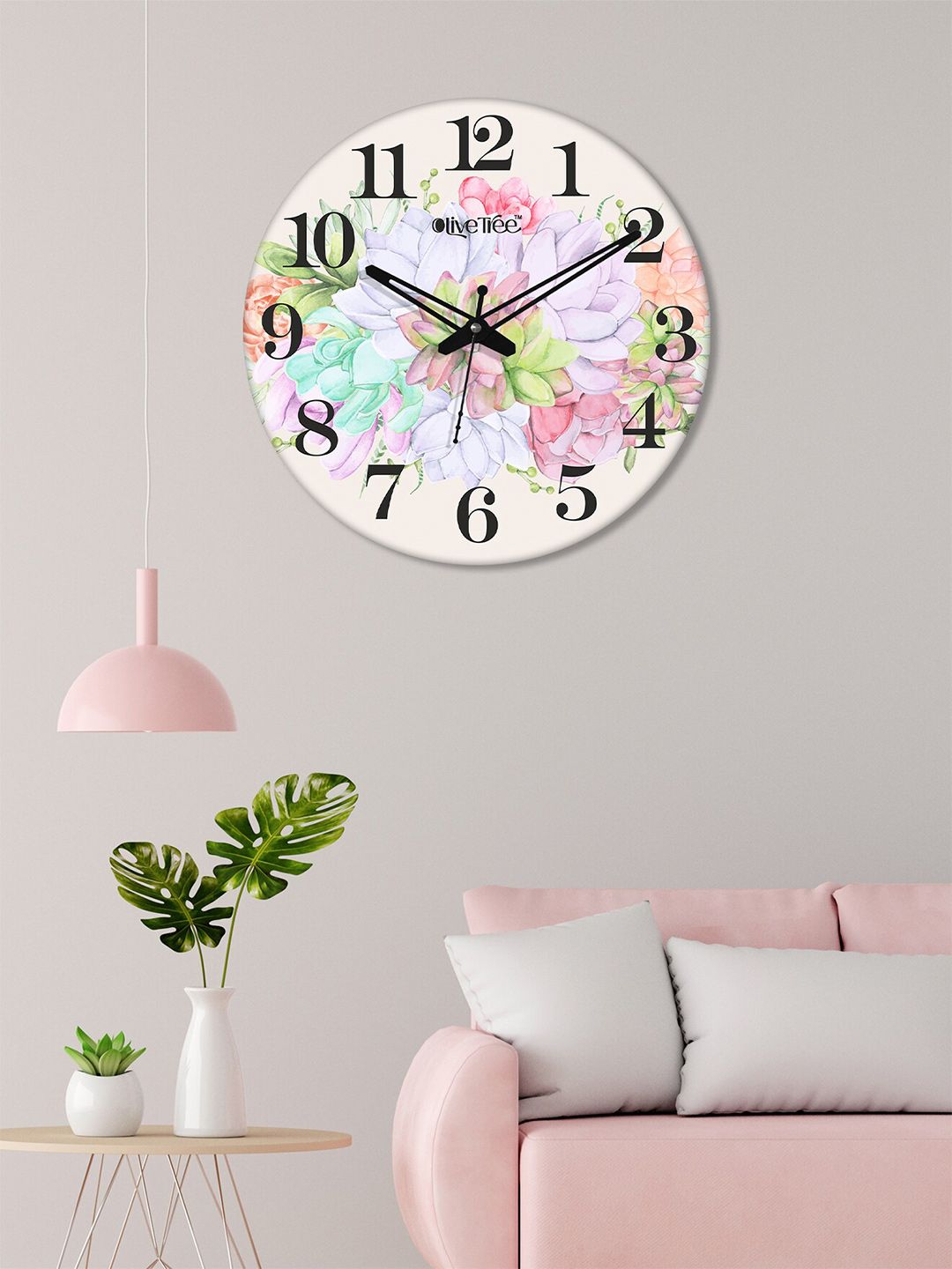 OLIVE TREE Green & Peach-Coloured Printed Contemporary Wall Clock-picture-27
