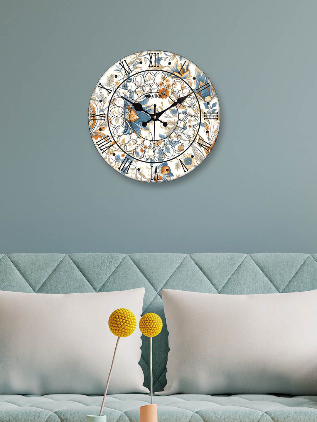 OLIVE TREE White & Black Printed Round Shape Contemporary Analogue Wall Clock-image-25