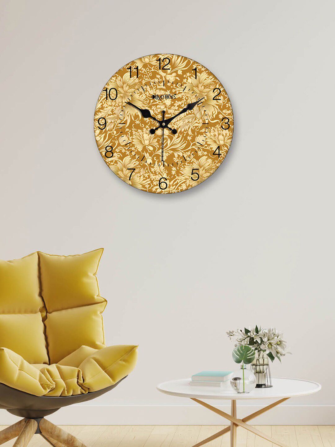 OLIVE TREE Yellow & Black Printed Contemporary Wall Clock-picture-22