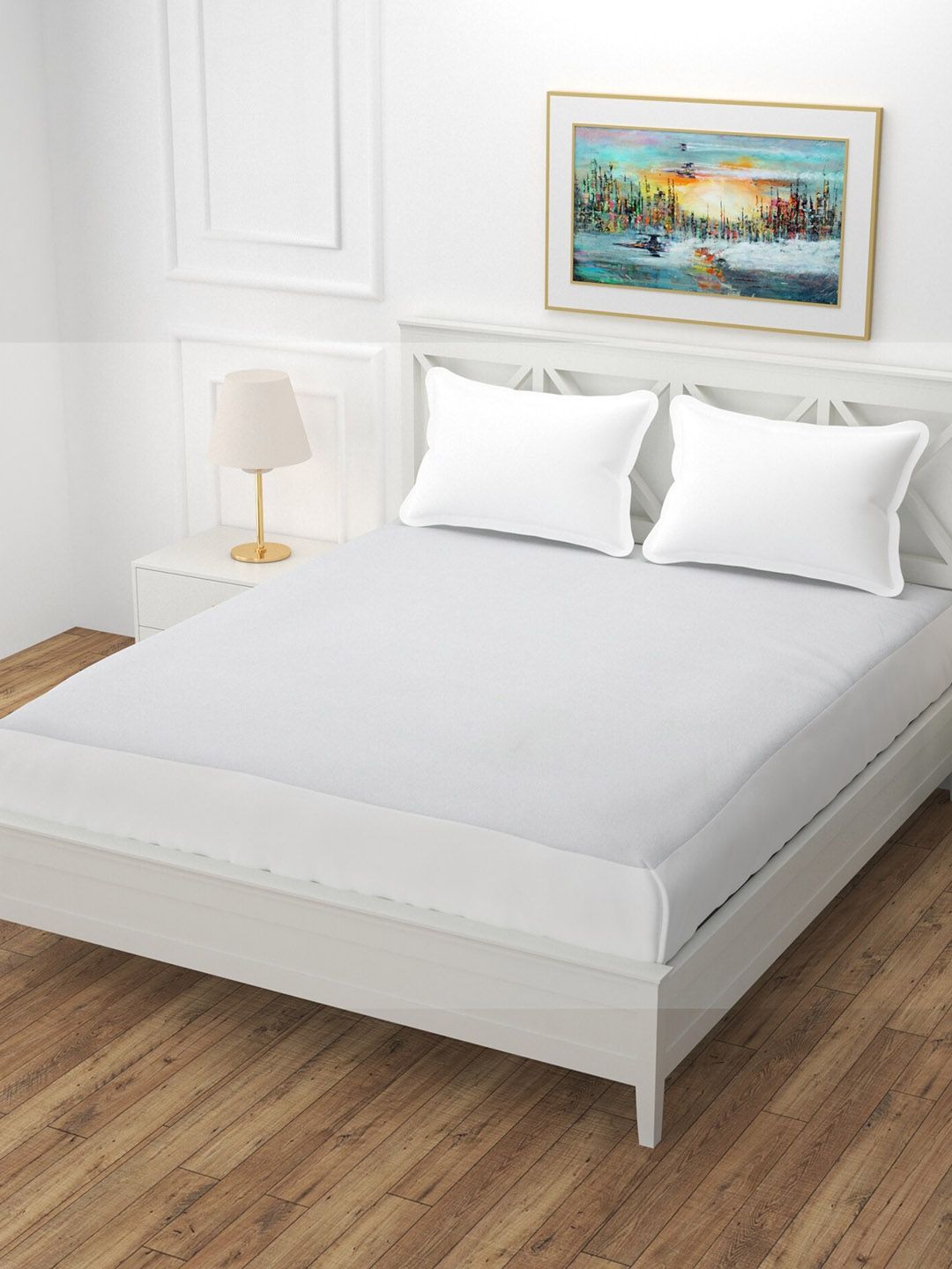 BREVARD White Terry Queen Size Bed Mattress Protector-picture-16