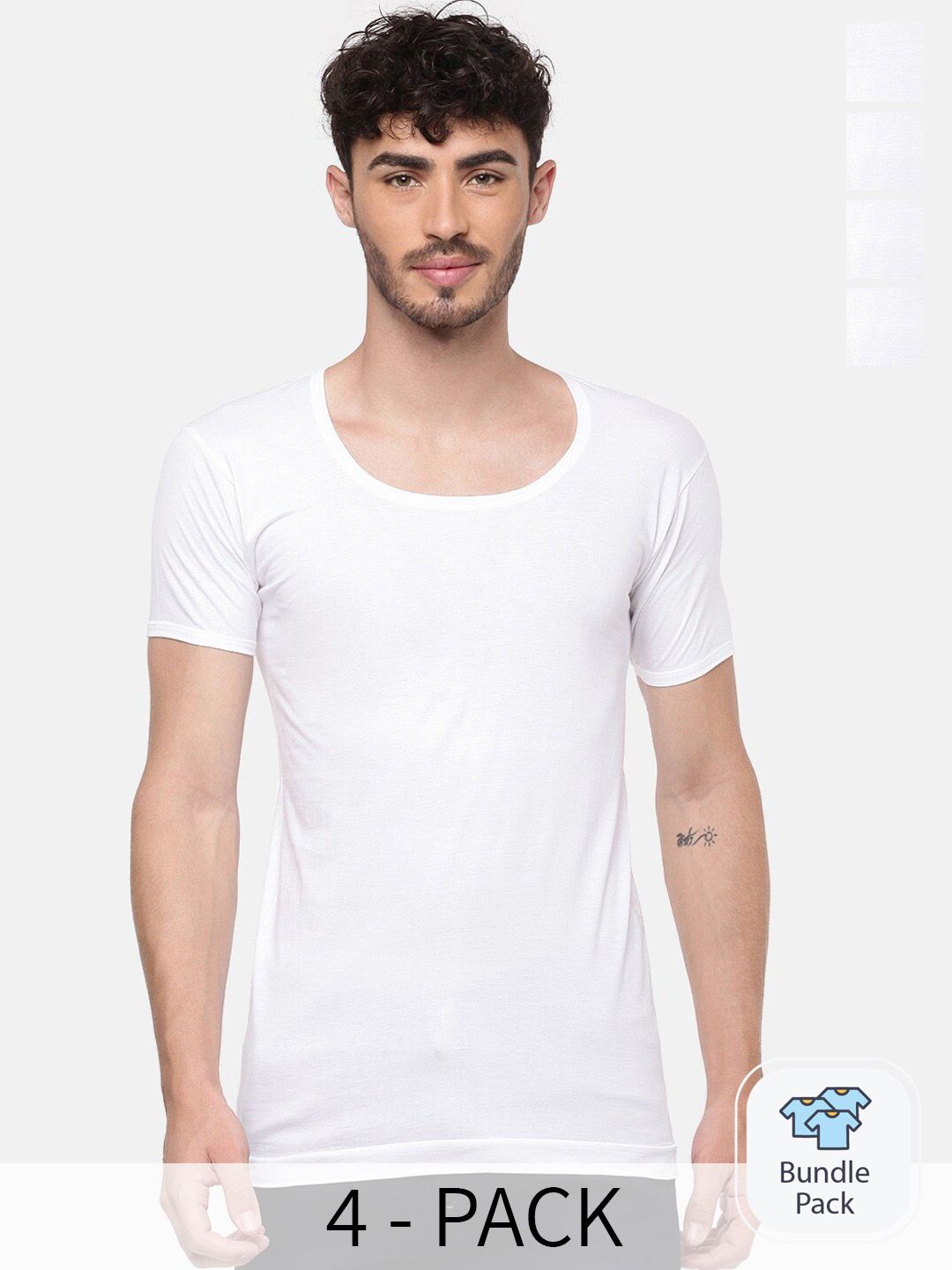 Ramraj Pack Of 4 Round Neck Undershirt Pure Cotton Innerwear Vests RISE UP RNSR1-picture-10