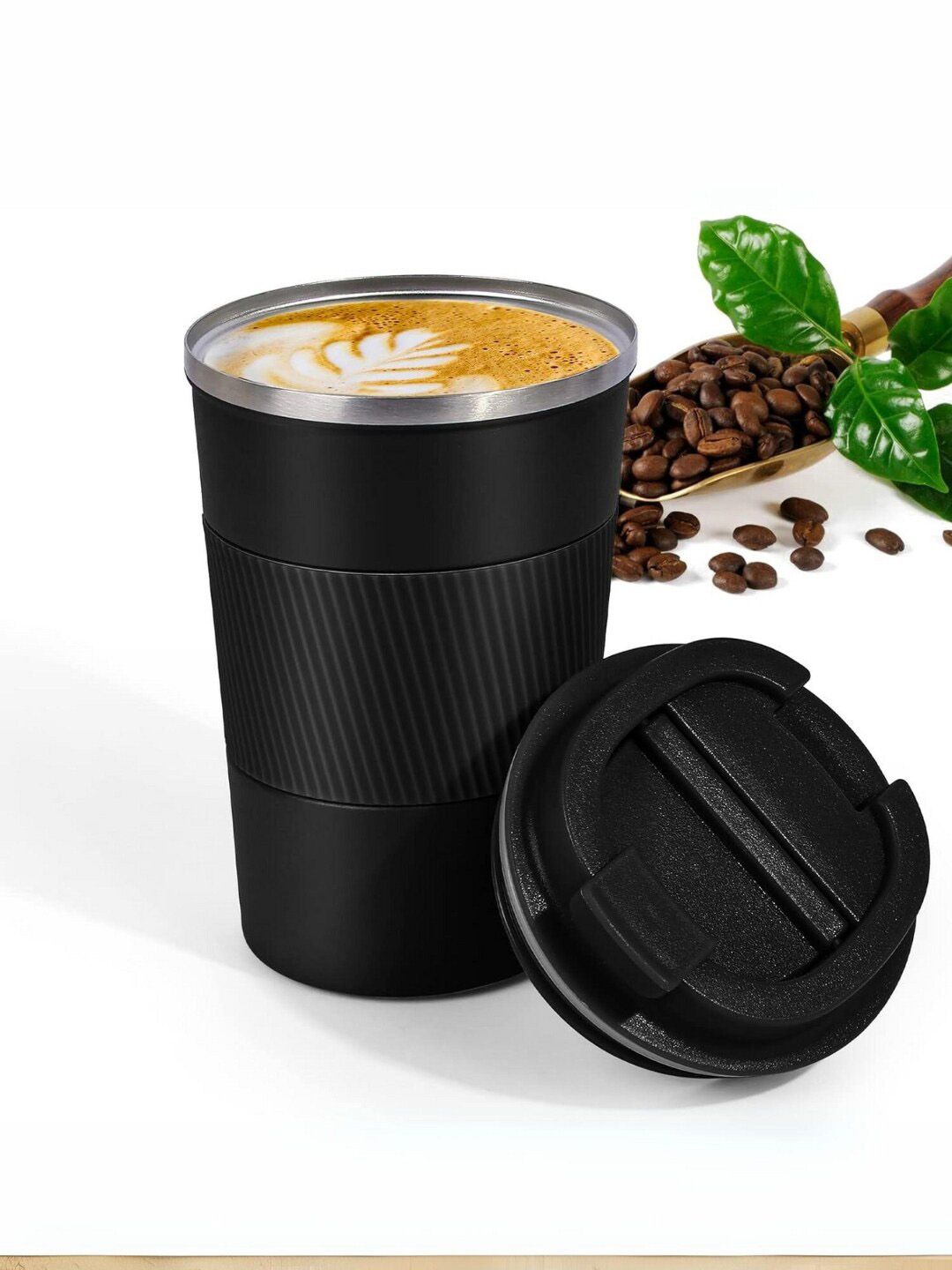 YELONA Black Insulated Stainless Steel Coffee Tumbler 380 ML