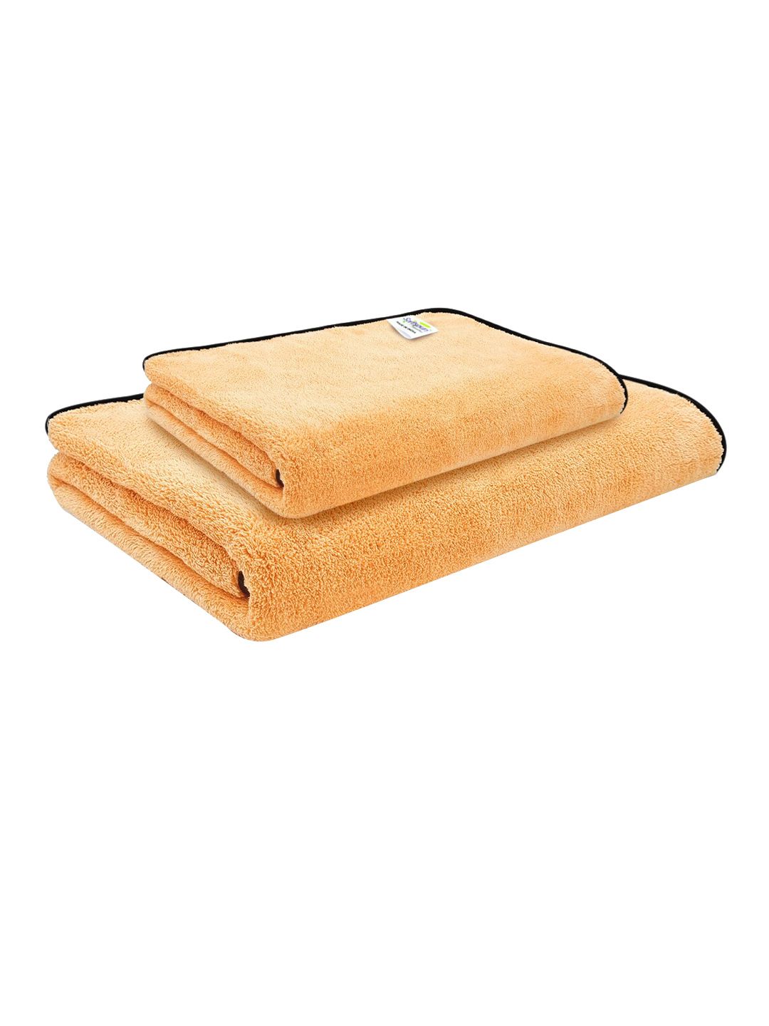 Softspun Microfiber Beige 2 Pieces Solid Towel Set-image-10
