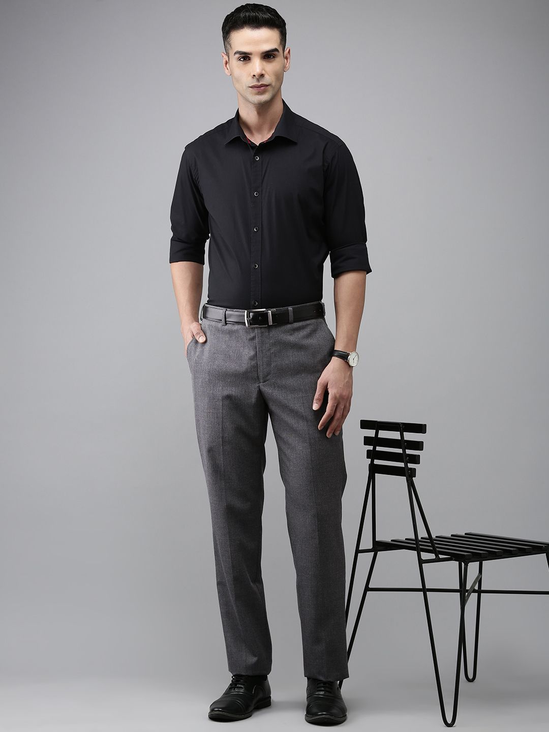 Buy Park Avenue Men Smart Slim Fit Formal Trousers - Trousers for Men ...