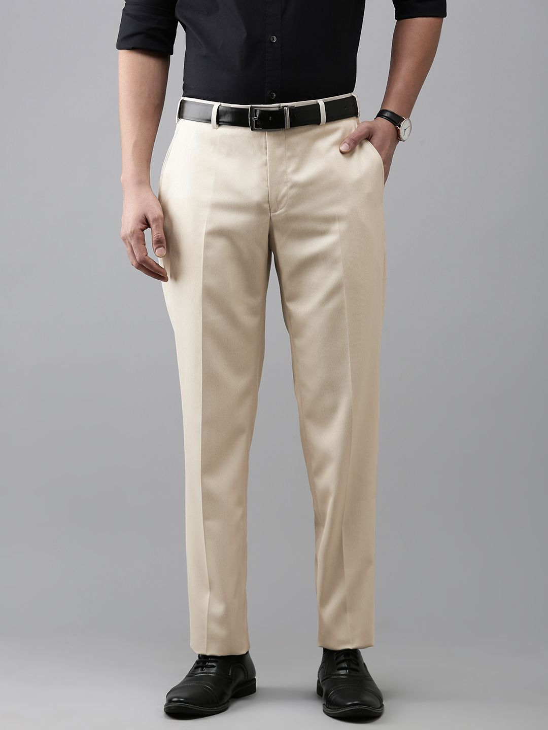 Park Avenue Men Textured Smart Slim Fit Formal Trousers-picture-28