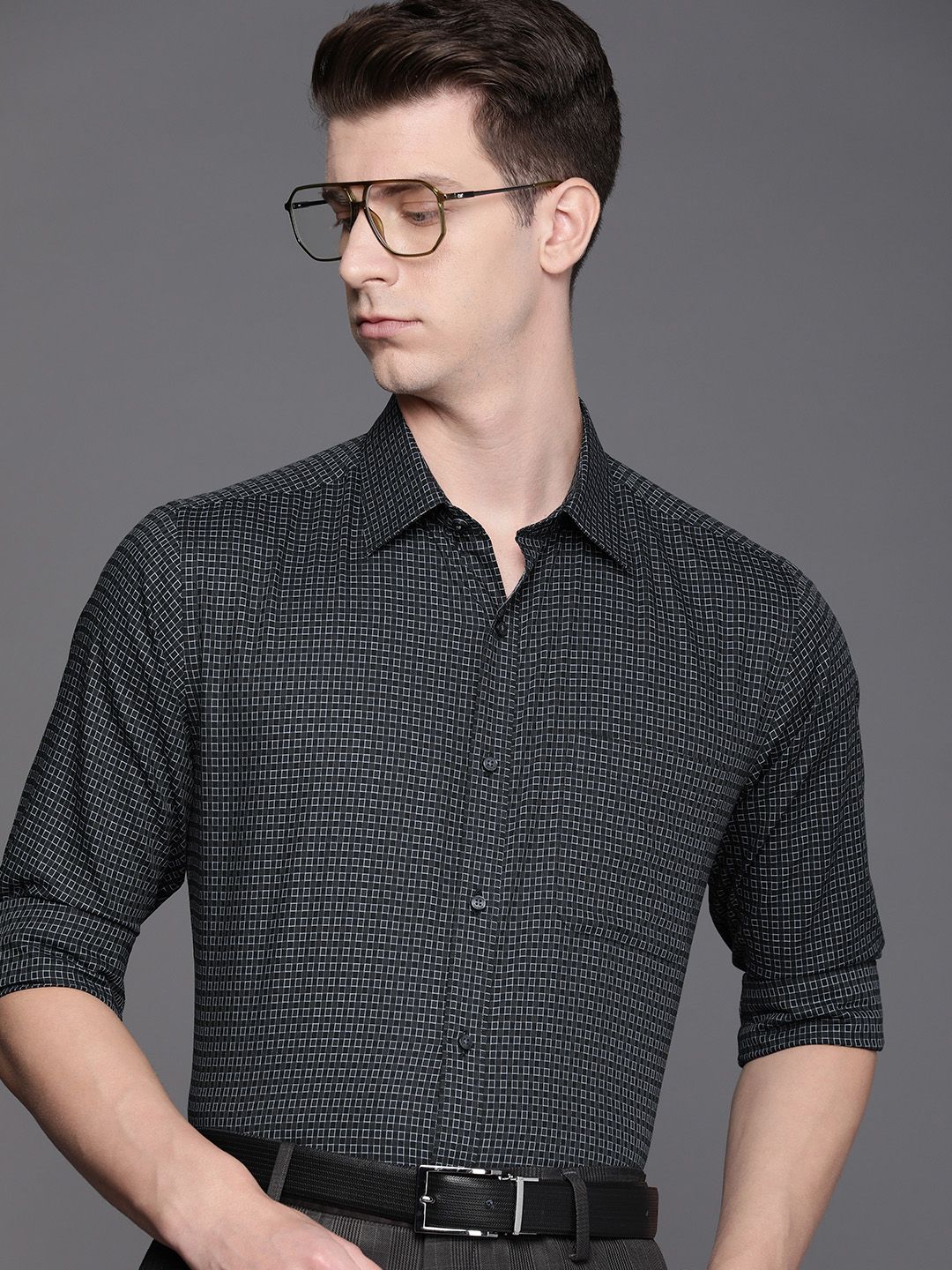 Raymond Men Pure Cotton Slim Fit Printed Formal Shirt-picture-27